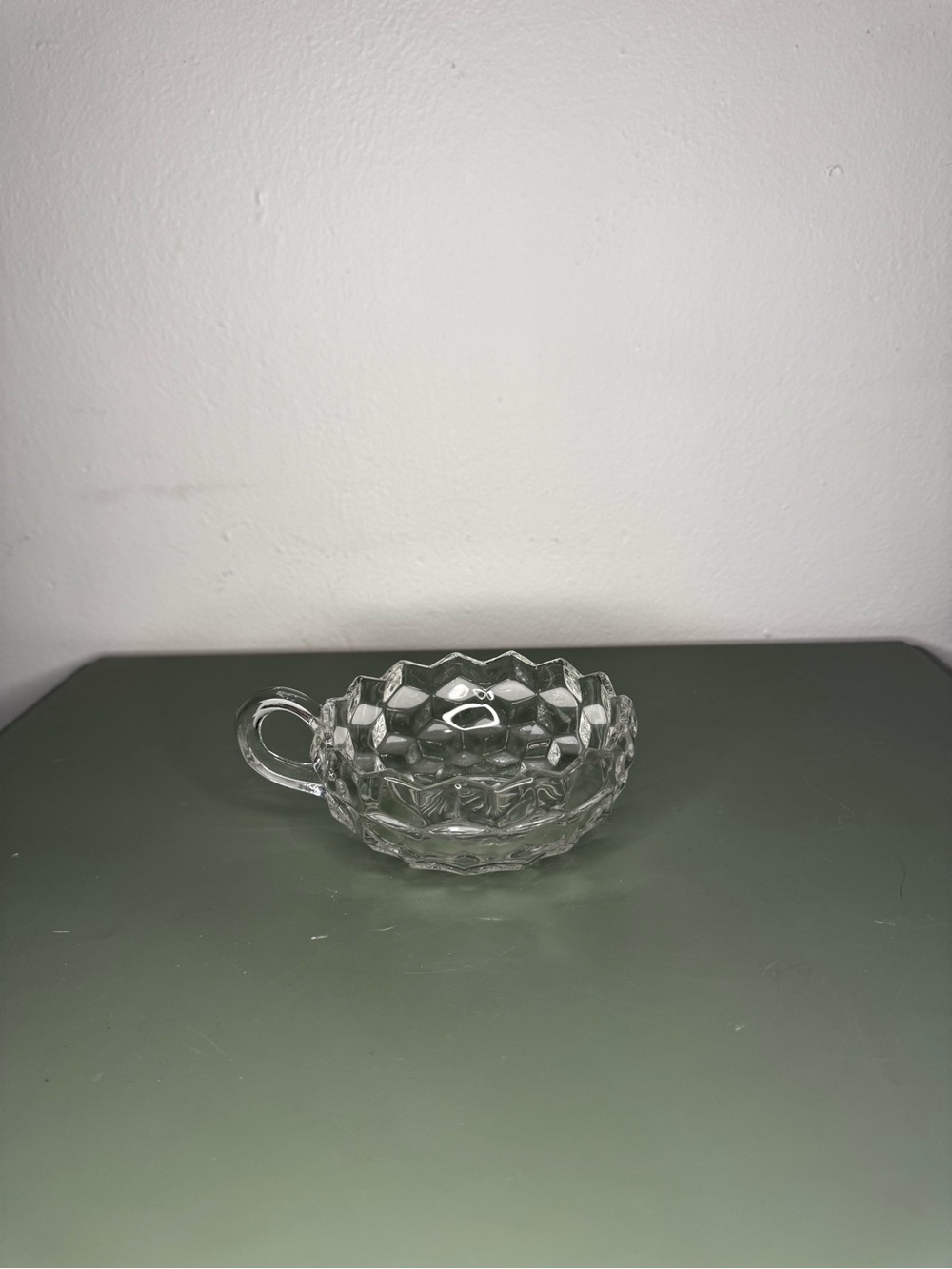 Clear Pressed Glass Creamer with Faceted Pattern